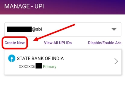 Create new UPI ID in SBI