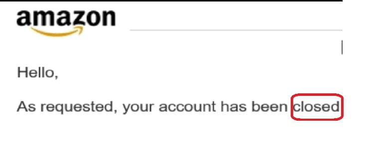 amazon account has been closed