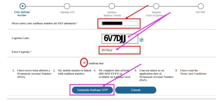 Instant PAN Using your Aadhaar number online