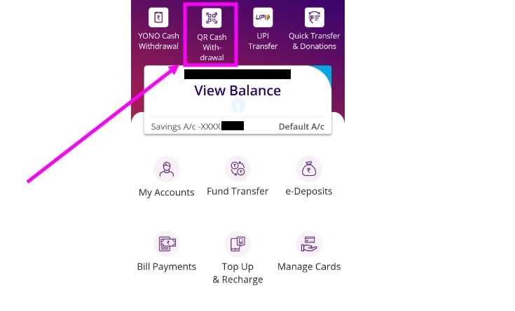 QR cash withdrawal in Yono Lite