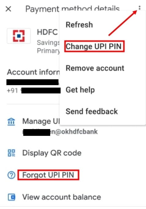 Change UPI PIN in GPay