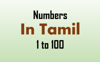 NumbersIn Tamil